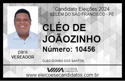 Candidato CLÉO DE JOÃOZINHO 2024 - BELÉM DO SÃO FRANCISCO - Eleições