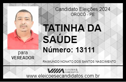 Candidato TATINHA DA SAÚDE 2024 - OROCÓ - Eleições