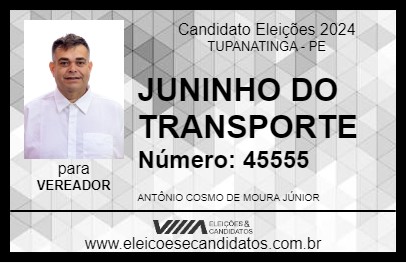 Candidato JUNINHO DO TRANSPORTE 2024 - TUPANATINGA - Eleições