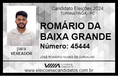 Candidato ROMÁRIO DA BAIXA GRANDE 2024 - TUPANATINGA - Eleições