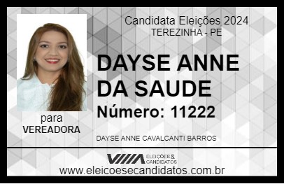 Candidato DAYSE ANNE DA SAUDE 2024 - TEREZINHA - Eleições