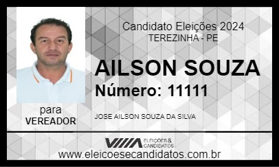 Candidato AILSON SOUZA 2024 - TEREZINHA - Eleições