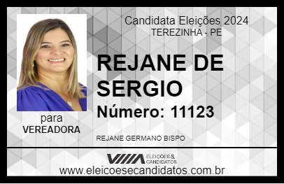 Candidato REJANE DE SERGIO 2024 - TEREZINHA - Eleições