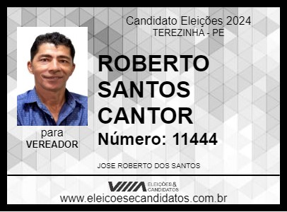 Candidato ROBERTO SANTOS CANTOR 2024 - TEREZINHA - Eleições