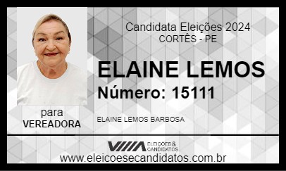 Candidato ELAINE LEMOS 2024 - CORTÊS - Eleições