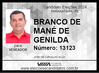 Candidato BRANCO DE MANÉ DE GENILDA 2024 - PARANATAMA - Eleições