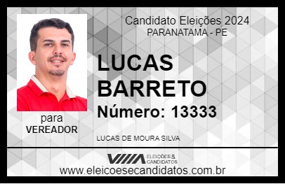 Candidato LUCAS BARRETO 2024 - PARANATAMA - Eleições