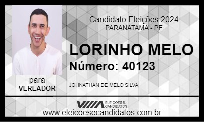 Candidato LORINHO MELO 2024 - PARANATAMA - Eleições