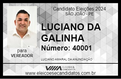 Candidato LUCIANO DA GALINHA 2024 - SÃO JOÃO - Eleições