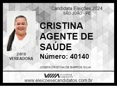 Candidato CRISTINA AGENTE DE SAÚDE 2024 - SÃO JOÃO - Eleições