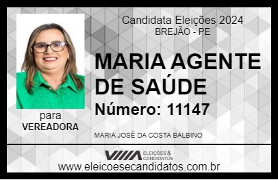 Candidato MARIA AGENTE DE SAÚDE 2024 - BREJÃO - Eleições