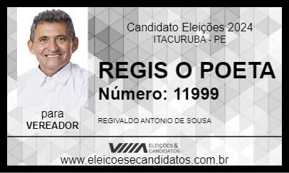 Candidato REGIS O POETA 2024 - ITACURUBA - Eleições