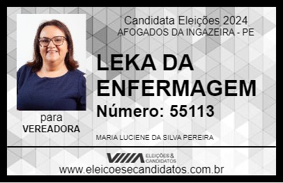 Candidato LEKA DA ENFERMAGEM 2024 - AFOGADOS DA INGAZEIRA - Eleições