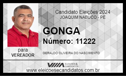 Candidato GONGA 2024 - JOAQUIM NABUCO - Eleições