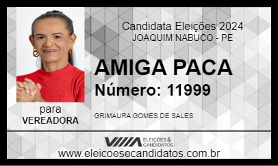 Candidato AMIGA PACA 2024 - JOAQUIM NABUCO - Eleições