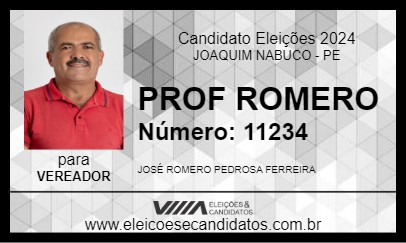 Candidato PROF ROMERO 2024 - JOAQUIM NABUCO - Eleições