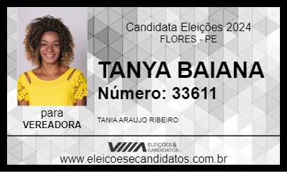 Candidato TANYA BAIANA 2024 - FLORES - Eleições