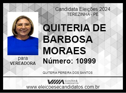 Candidato QUITERIA DE BARBOSA MOTORISTA 2024 - TEREZINHA - Eleições