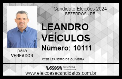 Candidato LEANDRO VEÍCULOS 2024 - BEZERROS - Eleições