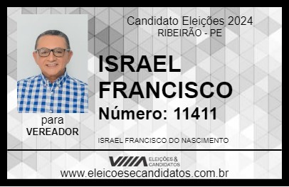 Candidato ISRAEL FRANCISCO 2024 - RIBEIRÃO - Eleições