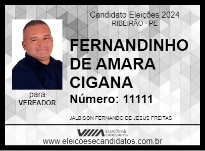 Candidato FERNANDINHO DE AMARA CIGANA 2024 - RIBEIRÃO - Eleições