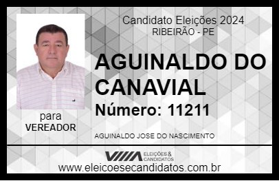 Candidato AGUINALDO DO CANAVIAL 2024 - RIBEIRÃO - Eleições