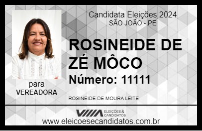 Candidato ROSINEIDE DE ZÉ MÔCO 2024 - SÃO JOÃO - Eleições