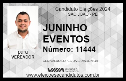 Candidato JUNINHO EVENTOS 2024 - SÃO JOÃO - Eleições