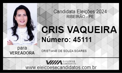 Candidato CRIS VAQUEIRA 2024 - RIBEIRÃO - Eleições