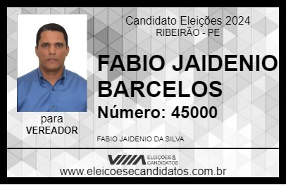 Candidato FABIO JAIDENIO BARCELOS 2024 - RIBEIRÃO - Eleições