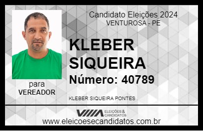 Candidato KLEBER SIQUEIRA 2024 - VENTUROSA - Eleições