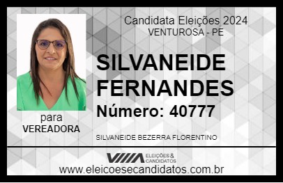 Candidato SILVANEIDE FERNANDES 2024 - VENTUROSA - Eleições