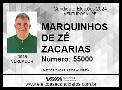 Candidato MARQUINHOS DE ZÉ ZACARIAS 2024 - VENTUROSA - Eleições