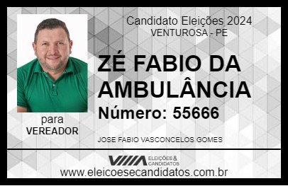 Candidato ZÉ FABIO DA AMBULÂNCIA 2024 - VENTUROSA - Eleições