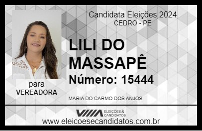 Candidato LILI DO MASSAPÊ 2024 - CEDRO - Eleições