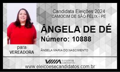 Candidato ÂNGELA DE DÉ 2024 - CAMOCIM DE SÃO FÉLIX - Eleições