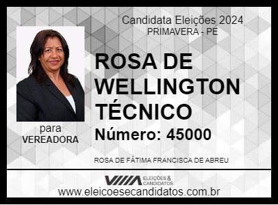 Candidato ROSA DE WELLINGTON TÉCNICO 2024 - PRIMAVERA - Eleições