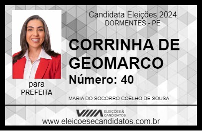 Candidato CORRINHA DE GEOMARCO 2024 - DORMENTES - Eleições