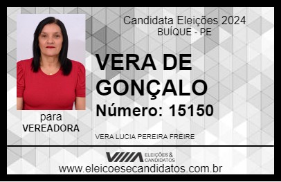 Candidato VERA DE GONÇALO 2024 - BUÍQUE - Eleições