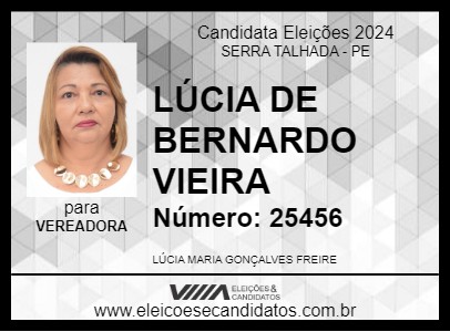 Candidato LÚCIA DE BERNARDO VIEIRA 2024 - SERRA TALHADA - Eleições