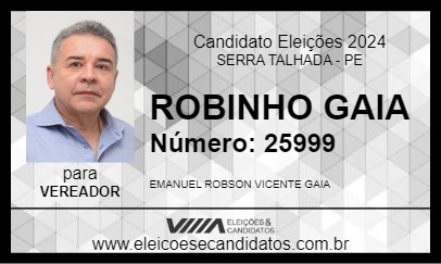 Candidato ROBINHO GAIA 2024 - SERRA TALHADA - Eleições