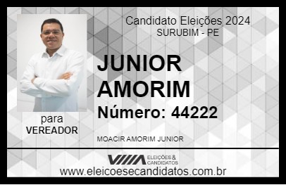 Candidato JUNIOR AMORIM 2024 - SURUBIM - Eleições