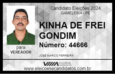 Candidato KINHA DE FREI GONDIM 2024 - GAMELEIRA - Eleições