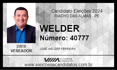 Candidato WELDER 2024 - RIACHO DAS ALMAS - Eleições