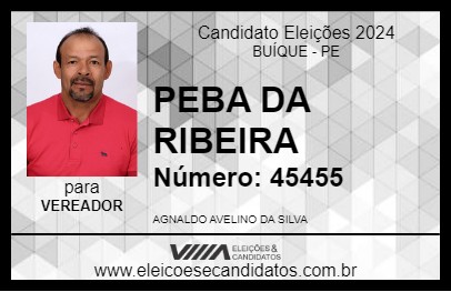 Candidato PEBA DA RIBEIRA 2024 - BUÍQUE - Eleições