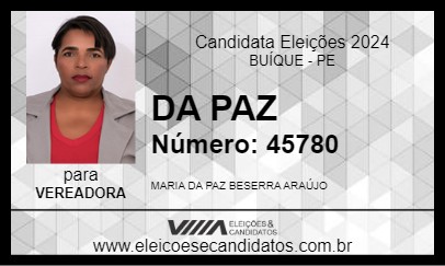 Candidato DA PAZ 2024 - BUÍQUE - Eleições