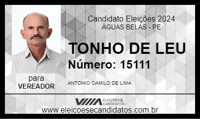 Candidato TONHO DE LEU 2024 - ÁGUAS BELAS - Eleições