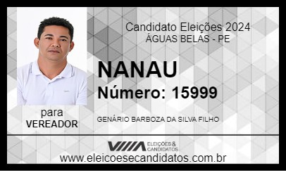 Candidato NANAU 2024 - ÁGUAS BELAS - Eleições