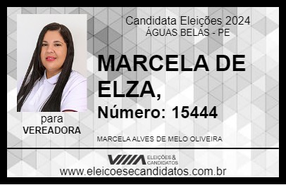 Candidato MARCELA DE ELZA, 2024 - ÁGUAS BELAS - Eleições