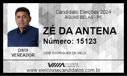 Candidato ZÉ DA ANTENA 2024 - ÁGUAS BELAS - Eleições